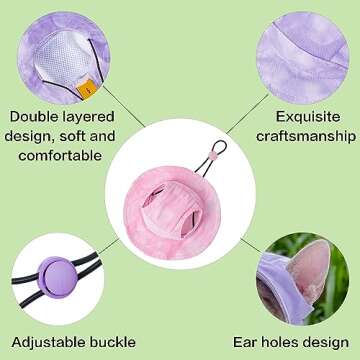 Pet hat with Ear Holes Sunscreen Baseball Cap Suitable for Small and Medium-Sized Dogs Outdoor Climbing hat in Summer Pet Products (Medium, Pink)