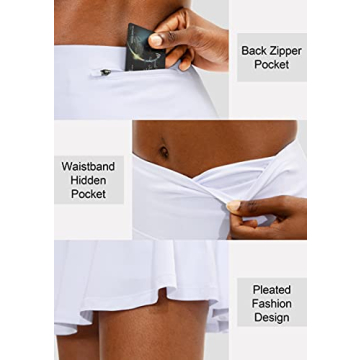 SANTINY Pleated Tennis Skirt with Pockets for Women