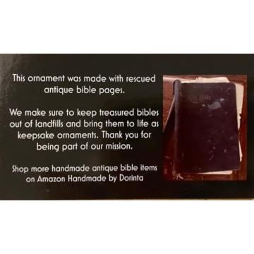 Dorinta Handmade Rescued Antique Bible Glass Religious Christmas Gift Ornament with Silver Cross - Hanging Accessories For Home, Office, Church - Unique Gift for Friends, Family, Pastor