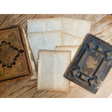 Dorinta Handmade Rescued Antique Bible Glass Religious Christmas Gift Ornament with Silver Cross - Hanging Accessories For Home, Office, Church - Unique Gift for Friends, Family, Pastor