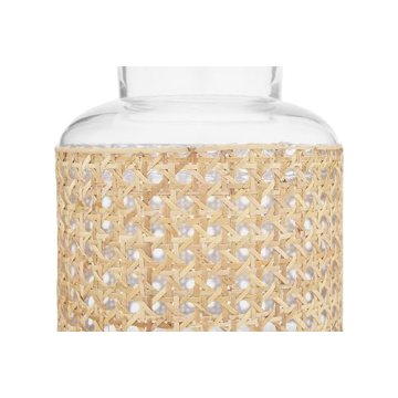 Bloomingville 8"H Glass Vase with Decorative Cane Sleeve