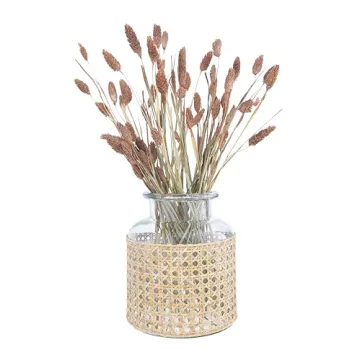Bloomingville 8"H Glass Vase with Decorative Cane Sleeve