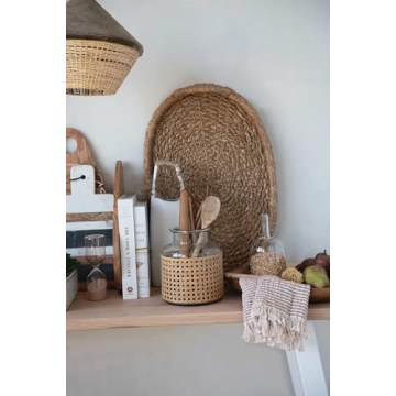 Bloomingville 8"H Glass Vase with Decorative Cane Sleeve