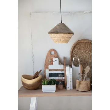 Bloomingville 8"H Glass Vase with Decorative Cane Sleeve