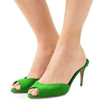 Stylish Fericzot High Heel Peep Toe Mules for Women