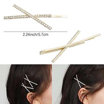 DIYstore 9 Pieces X Shaped Crystal Hair Pins Rhinestone Bobby Pin Metal Shiny Hair Clip Sparkly Hair...