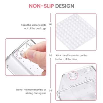 HOUSE DAY Makeup Drawer Organizer Trays 17 PCS, 4-Size Clear Drawer Organizers with Silicone Pads, Vanity Organizers and Storage, Non Slip Plastic Drawer Organizer for Desk, Bathroom, Kitchen, Office