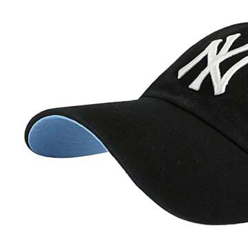 '47 New York Yankees Ballpark Clean Up Dad Hat Baseball Cap - Black/Blue Bottom, One Size