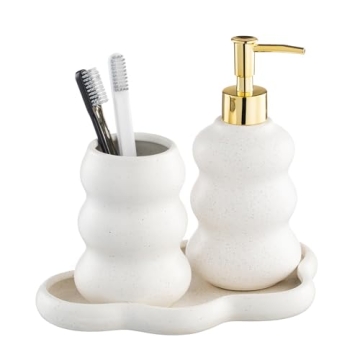 Luxurious 3-Piece Ceramic Bathroom Accessories Set - Unique Sand Point Glaze Design