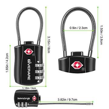 GIVERARE TSA Approved Luggage Locks for Travel Security