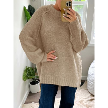 Saodimallsu Women’s Trendy Fuzzy Sweater for Fall
