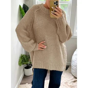 Saodimallsu Women’s Trendy Fuzzy Sweater for Fall