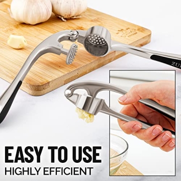 Zulay Kitchen Garlic Press Set - Powerful & Easy to Use