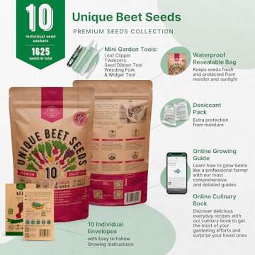 Organo Republic 10 Rare Beet Seeds Variety Pack for Planting Indoor & Outdoors 1625+ Heirloom Non-GM...