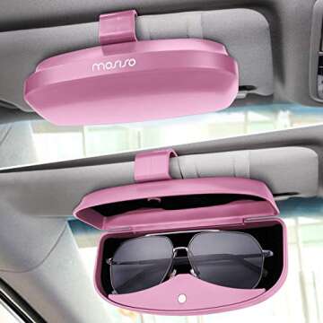 MOSISO Car Visor Sunglasses Case, Universal Automotive ABS Eyeglasses Holder Protective Box Clip Eye...