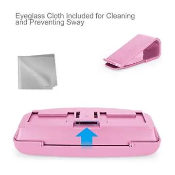 MOSISO Car Visor Sunglasses Case, Universal Automotive ABS Eyeglasses Holder Protective Box Clip Eyewear Hard Shell Storage Organizer with Magnetic Closure and Double Card Clamp, Pink