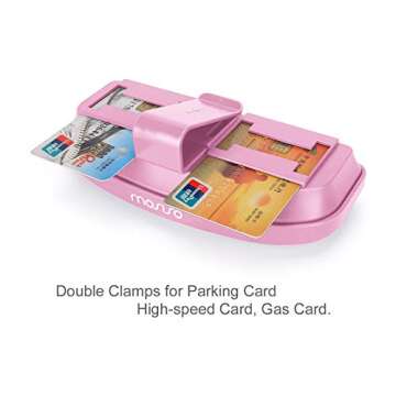 MOSISO Car Visor Sunglasses Case, Universal Automotive ABS Eyeglasses Holder Protective Box Clip Eyewear Hard Shell Storage Organizer with Magnetic Closure and Double Card Clamp, Pink