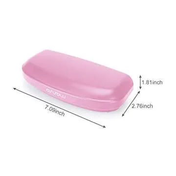 MOSISO Car Visor Sunglasses Case, Universal Automotive ABS Eyeglasses Holder Protective Box Clip Eyewear Hard Shell Storage Organizer with Magnetic Closure and Double Card Clamp, Pink