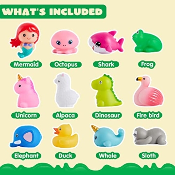 JOYIN 12Pcs Colorful Light-Up Bath Toys for Kids