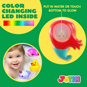 JOYIN 12Pcs Colorful Light-Up Bath Toys for Kids