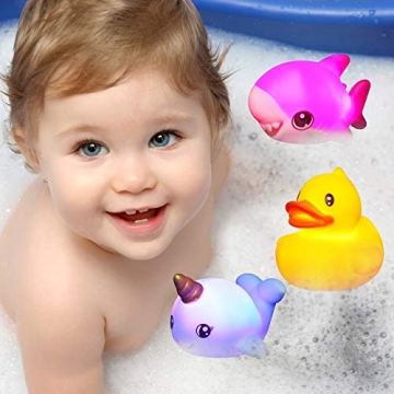 JOYIN 12Pcs Colorful Light-Up Bath Toys for Kids