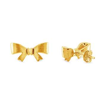 Cute Tiny Bow Stud Earrings in 14K Gold Over Silver