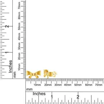 Cute Tiny Bow Stud Earrings in 14K Gold Over Silver