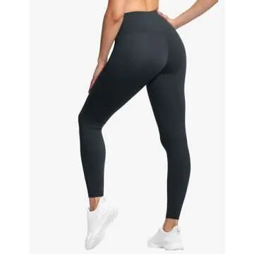 THE GYM PEOPLE Tummy Control Workout Leggings with Pockets High Waist Athletic Yoga Pants for Women Running, Fitness (Charcoal Grey, Large)