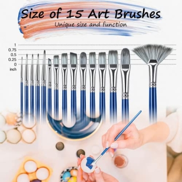 Rosmax Artist Paint Brush Set - 15 Sizes for All Mediums