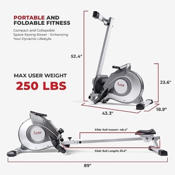 Sunny Health & Fitness SF-RW5515 Rowing Machine for Home Workouts
