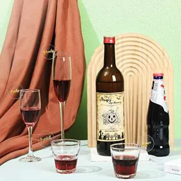 Amyhill 30 Pcs Acrylic Circle Drink Tags Round Party Drink Tag Circle Drink Markers Blank Acrylic Tag Rim of Glass, Wine Glass Disc for Baby Shower Wedding Engagement Birthday Party Decoration(Clear)