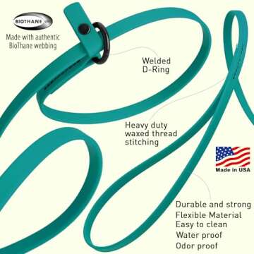 Dogline Biothane Slip Dog Leash - for Small, Medium and Large Dogs - Odor Free Slip Lead, Heavy Duty...