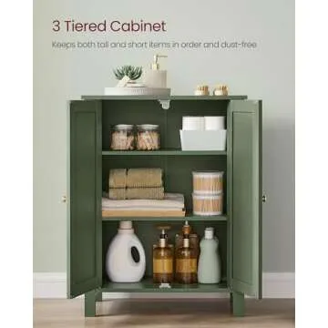 VASAGLE Forest Green Bathroom Storage Cabinet with Adjustable Shelves