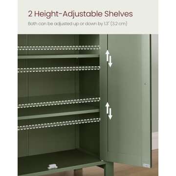 VASAGLE Forest Green Bathroom Storage Cabinet with Adjustable Shelves