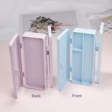 Doraking Double Deck Plastic Pen Case, Pen Storage Organizer Holder Pencil Boxes Pen Container for O...