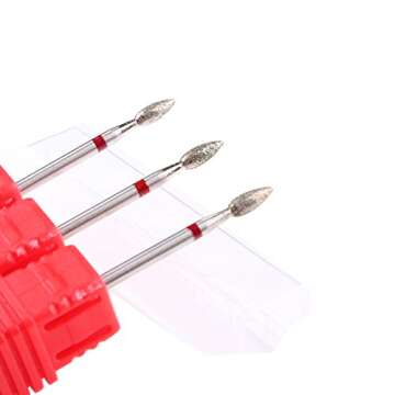 MZCMSL 3pcs Flame Shape Diamond Cuticle Clean Bits, 3/32 Shank Dry Manicure Drill Bits