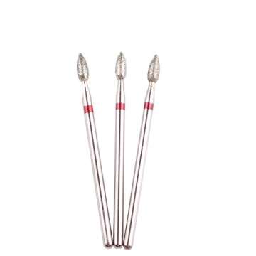 MZCMSL 3pcs Flame Shape Diamond Cuticle Clean Bits, 3/32 Shank Dry Manicure Drill Bits