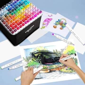 WELLOKB Alcohol Markers, 80 Colors Dual Tip Blender Art Markers for Coloring, Illustrations, and Sketching, Alcohol Markers Set, Alcohol Based Markers with Carrying Case