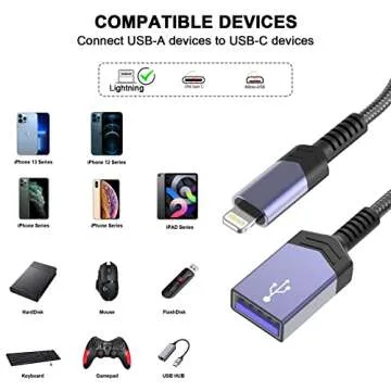 Lightning to USB Camera OTG Adapter for iPhone iPad,[MFi Certified]Cable Adapter Converter Supports ...