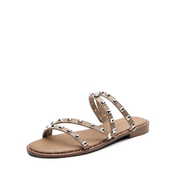DREAM PAIRS Stylish Rhinestone Slide Sandals for Women with Comfort Features