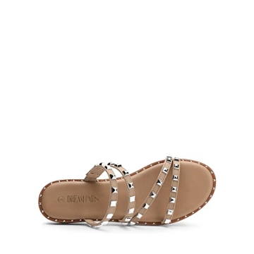 DREAM PAIRS Women's Clear Rhinestone Slide Sandals