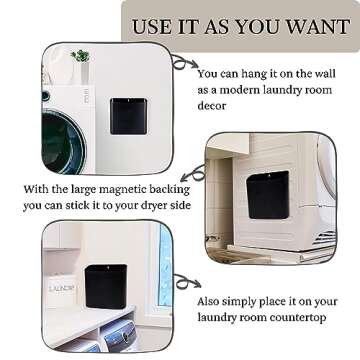 MONJITA Lint Bin for Laundry Room, Magnetic Lint Trash Can for Dryer, Modern Lint Holder, Lint Box f...