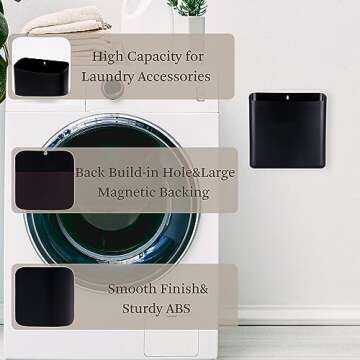 MONJITA Lint Bin for Laundry Room, Magnetic Lint Trash Can for Dryer, Modern Lint Holder, Lint Box for Laundry Room Organization, Wall Mounted Trash Can for Laundry Decor (Black)