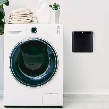 MONJITA Lint Bin for Laundry Room, Magnetic Lint Trash Can for Dryer, Modern Lint Holder, Lint Box for Laundry Room Organization, Wall Mounted Trash Can for Laundry Decor (Black)