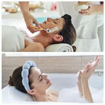 Ztomine Face Wash Headband, Set of 2 - Terry Cloth Spa Headbands for Washing Face or Facial, Puffy M...