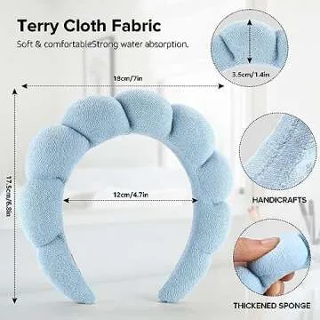 Ztomine Terry Cloth Headbands Set of 2 for Spa and Makeup