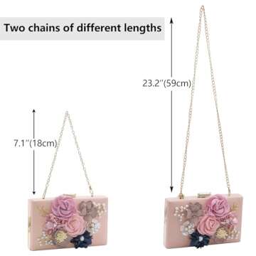 Milisente Evening Bag for Women, Flower Wedding Evening Clutch Purse Bride Floral Clutch Bag (Light Pink)