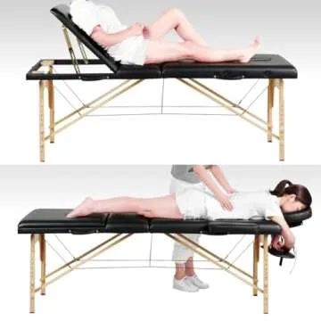 Yaheetech Massage Table Portable Adjustable Massage Bed Foldable Massage Therapy Table 3 Folding 84 Inch Salon Bed Facial Bed with Non-Woven Bag, Black