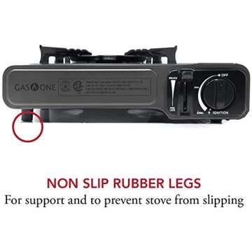 Gas One Portable Butane Camping Stove with Case: Automatic Ignition, Precise Heat Control - Camping & Tailgating and Outdoor Cooking