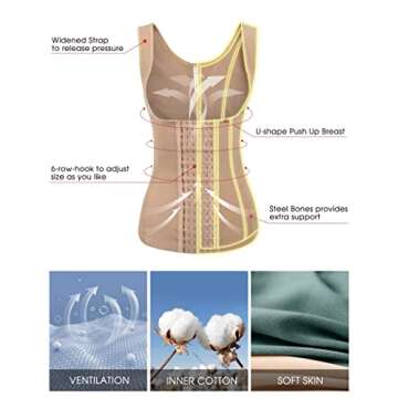 Ekouaer Waist Cincher Vest Ladies Workouot Waist Trainer Shapewear,Nude,XL fit 35-37 Inch Waistline